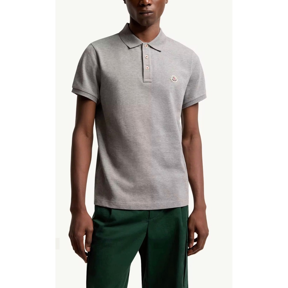 Moncler Logo Patch Cotton Polo Shirt - Small